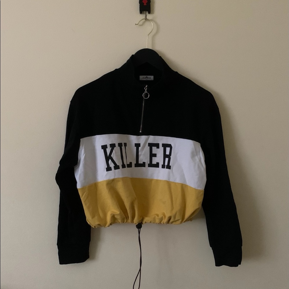 Cropped Cinched Front Quarter Zip Top